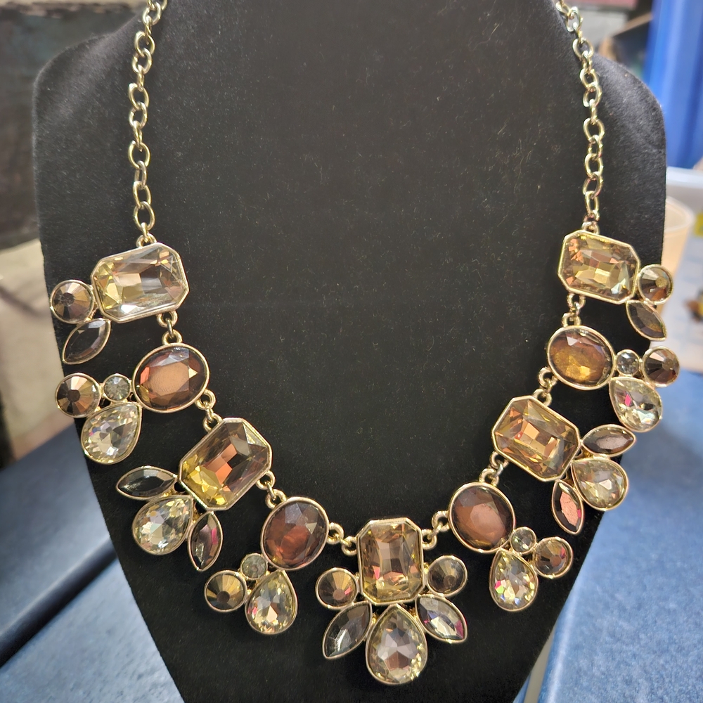 Liz Claiborne Gold and Brown Gemstone Necklace